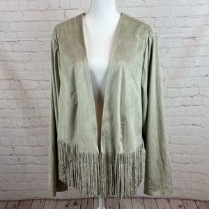 TORRID gray faux suede fringe cowboy style boho jacket cardigan size 3X (22-24)